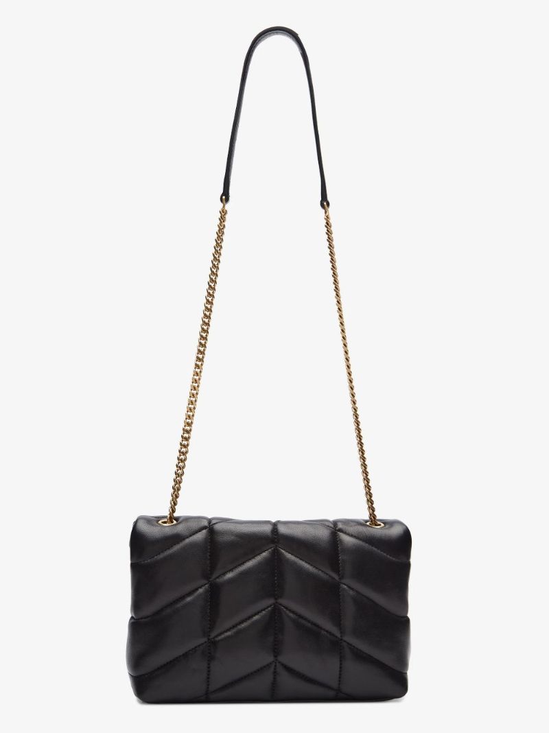 Black Puffer Toy Leather Shoulder Bag