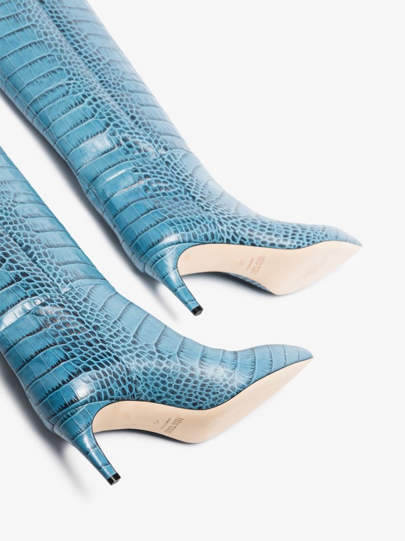 Blue 60 Mock Croc Knee-high Boots