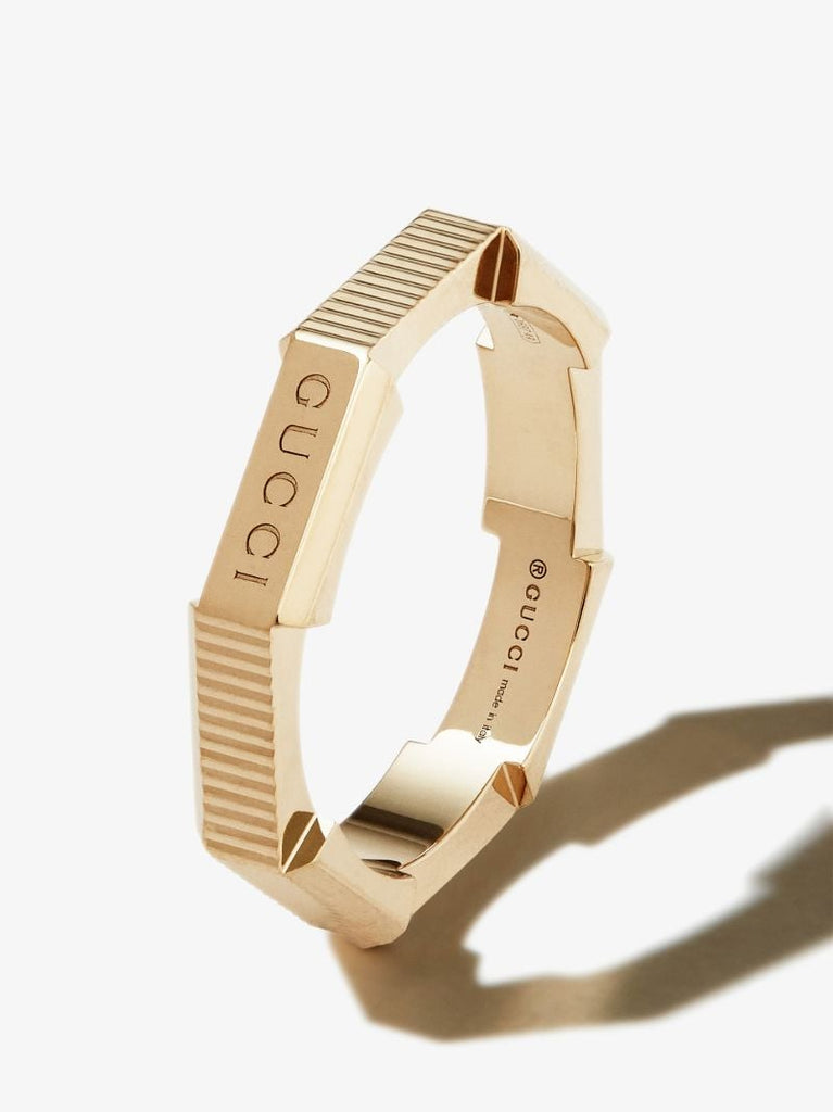 18k Yellow Gold Link to Love Striped Ring