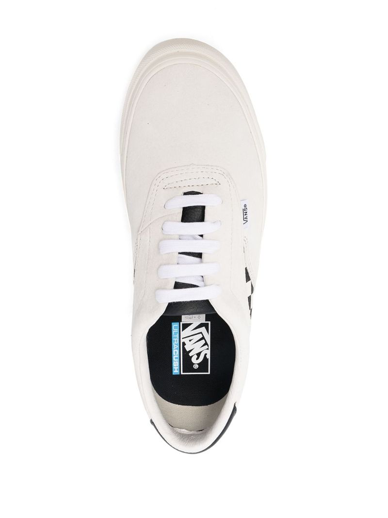 Neutral Checkerboard Suede Low-top Sneakers
