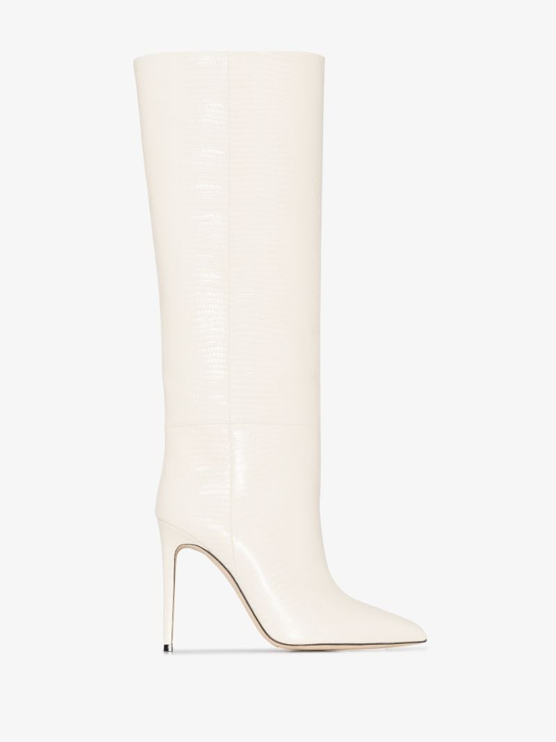 White 105 Lizard Effect Knee-high Boots