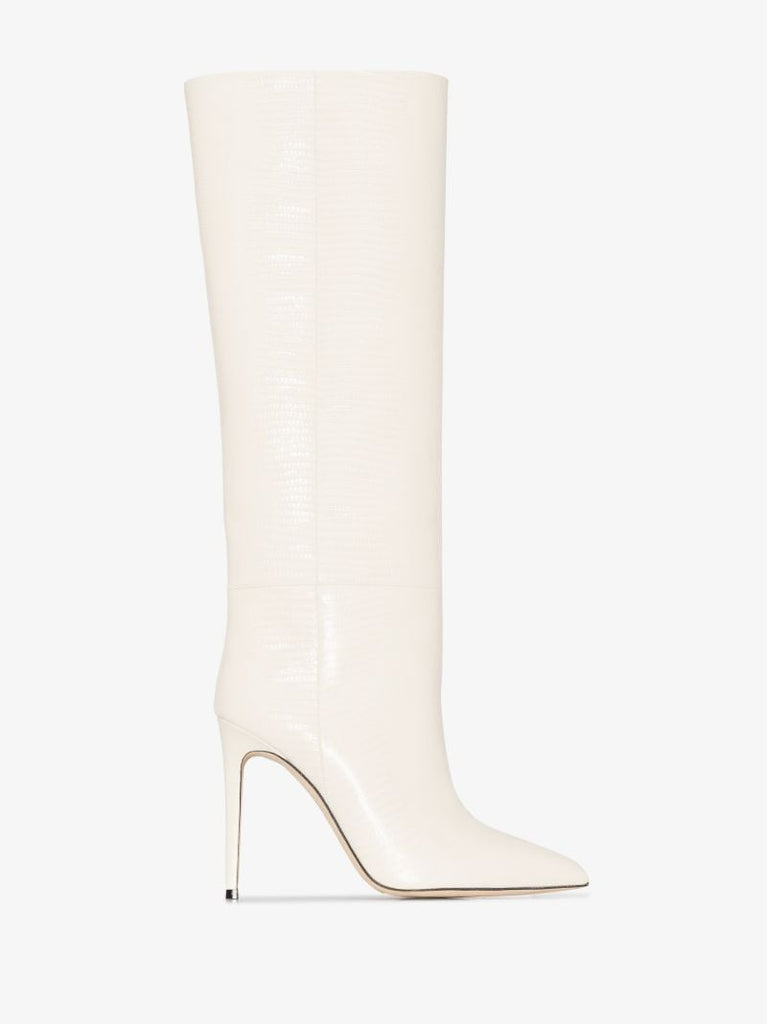 White 105 Lizard Effect Knee-high Boots