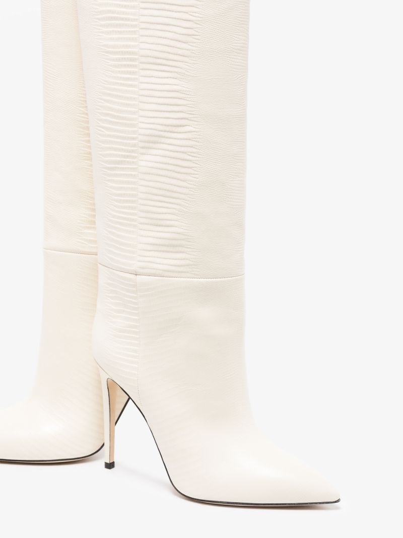 White 105 Lizard Effect Knee-high Boots