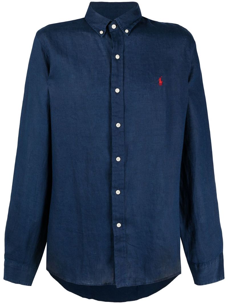Blue Polo Pony-embroidered Shirt