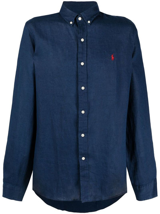 Blue Polo Pony-embroidered Shirt