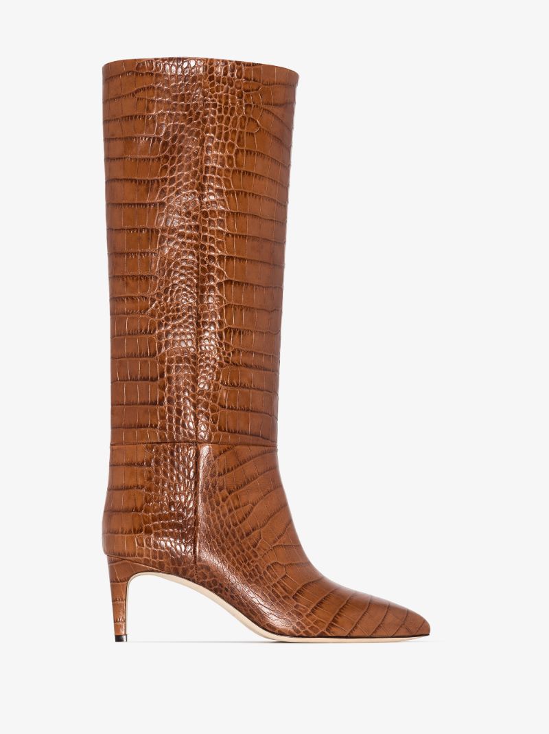 Brown 60 Mock Croc Knee-high Boots