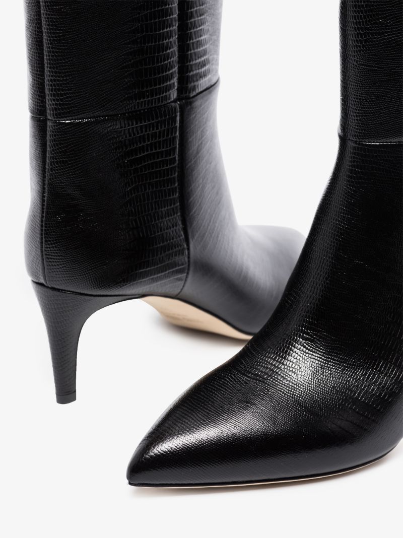 Black 60 Lizard Effect Knee-high Boots