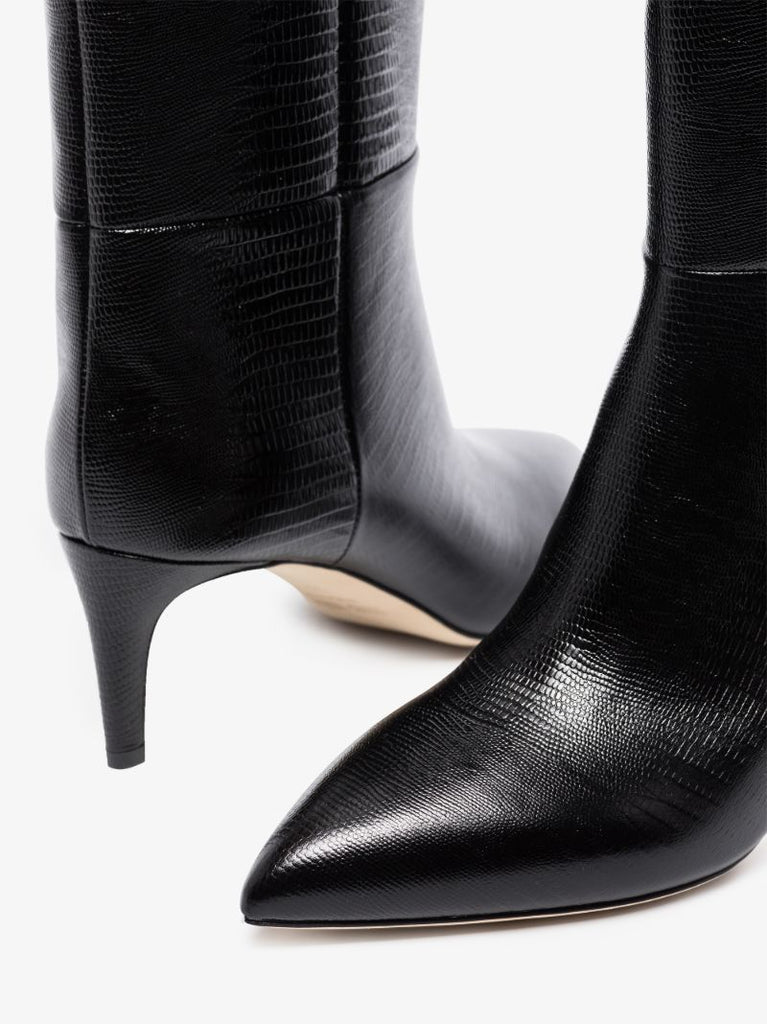 Black 60 Lizard Effect Knee-high Boots
