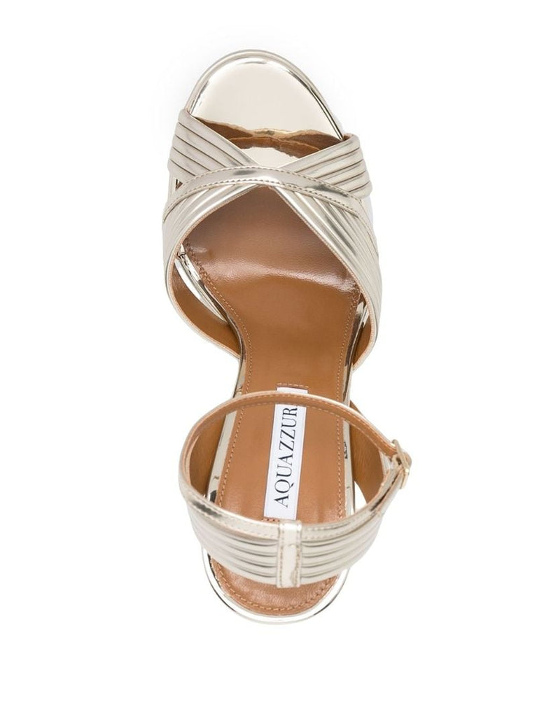 Gold Sundance Plateau 140 Leather Sandals
