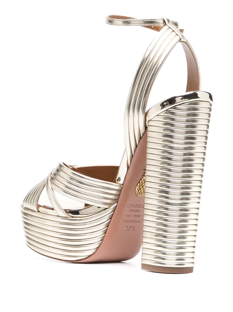 Gold Sundance Plateau 140 Leather Sandals