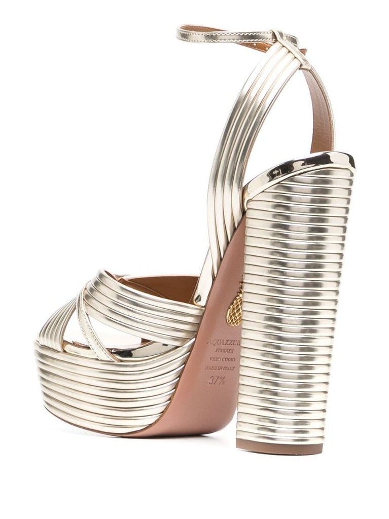 Gold Sundance Plateau 140 Leather Sandals