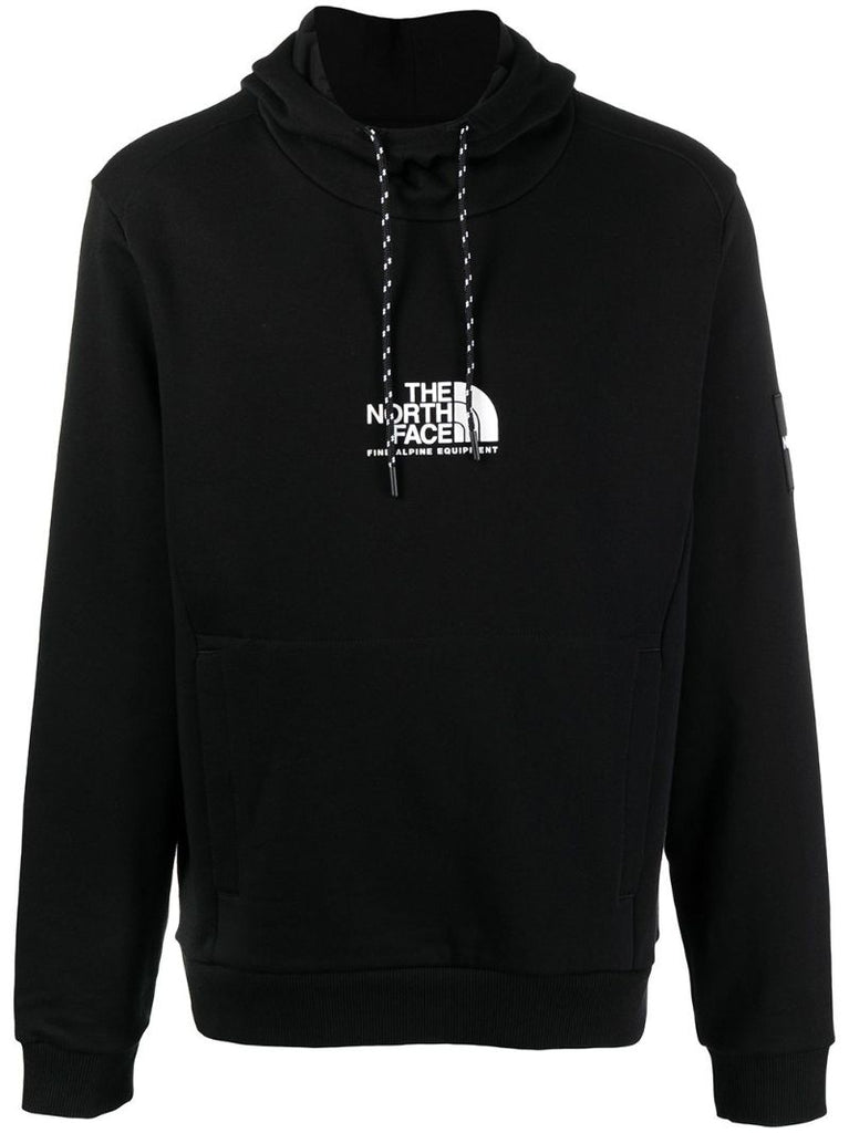 Black Logo Print Drawstring Hoodie