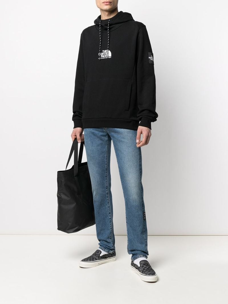 Black Logo Print Drawstring Hoodie