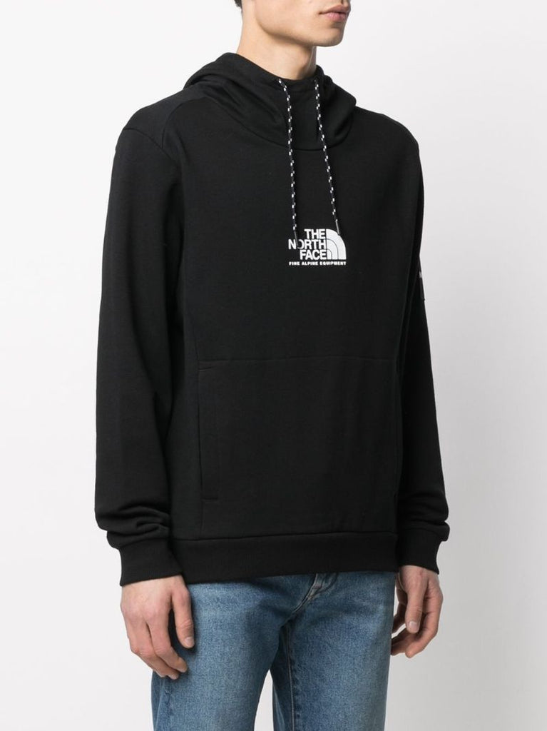 Black Logo Print Drawstring Hoodie
