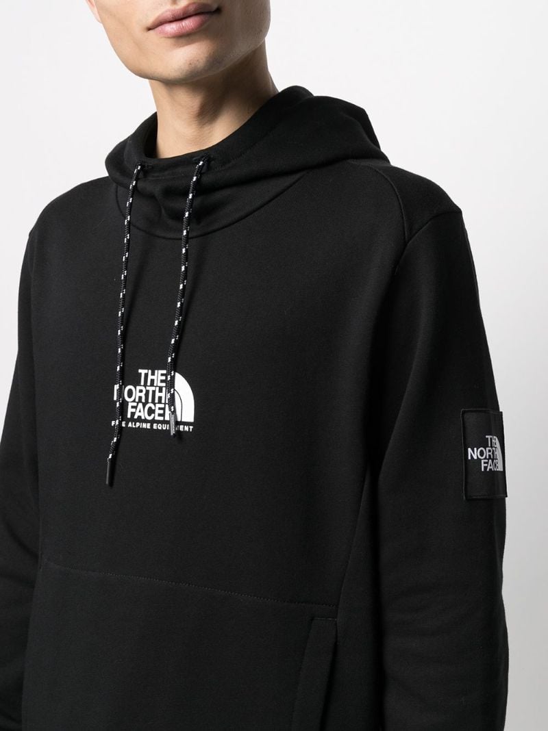 Black Logo Print Drawstring Hoodie