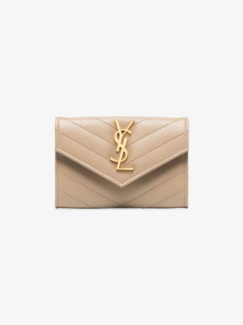Beige Small Monogram Leather Envelope Wallet