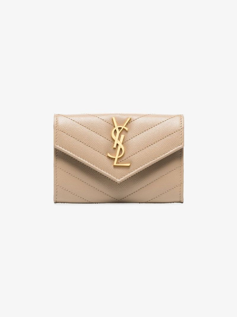 Beige Small Monogram Leather Envelope Wallet