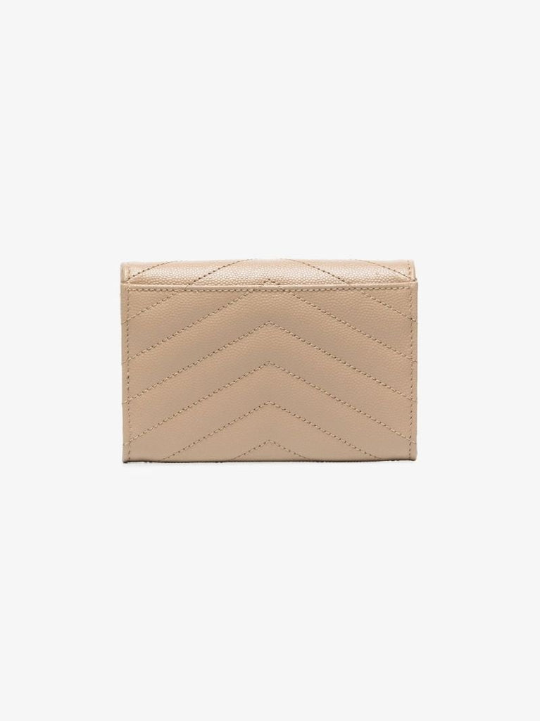 Beige Small Monogram Leather Envelope Wallet