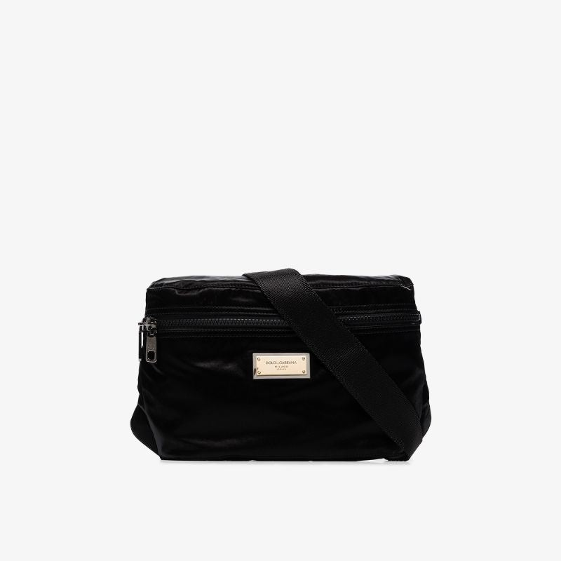 Black Logo Plaque Cross Body Bag
