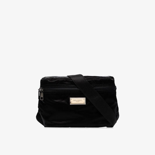 Black Logo Plaque Cross Body Bag