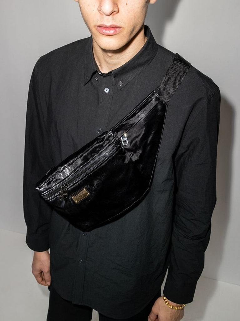 Black Logo Plaque Cross Body Bag