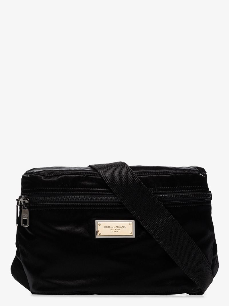 Black Logo Plaque Cross Body Bag