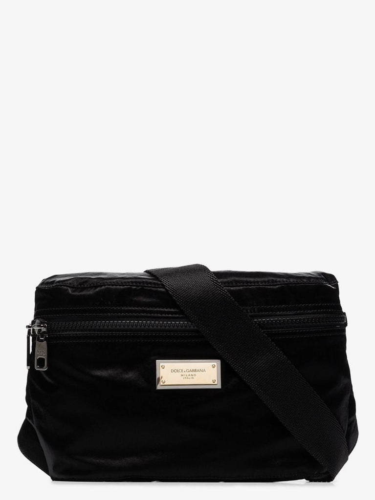 Black Logo Plaque Cross Body Bag