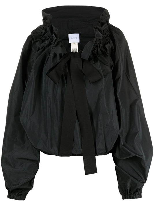 Black Ruffle-trimmed Blouse