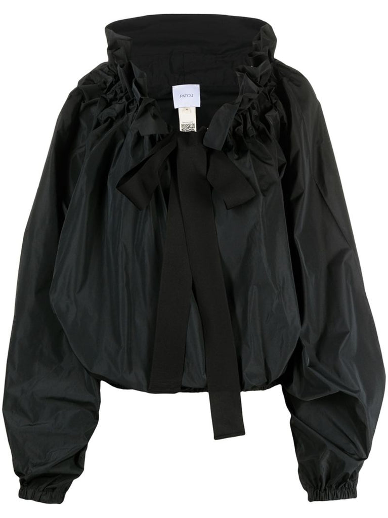 Black Ruffle-trimmed Blouse