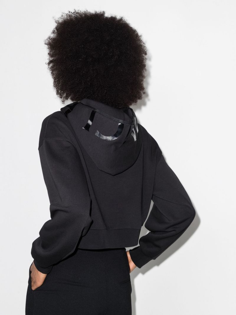Cropped Logo Print Hoodie