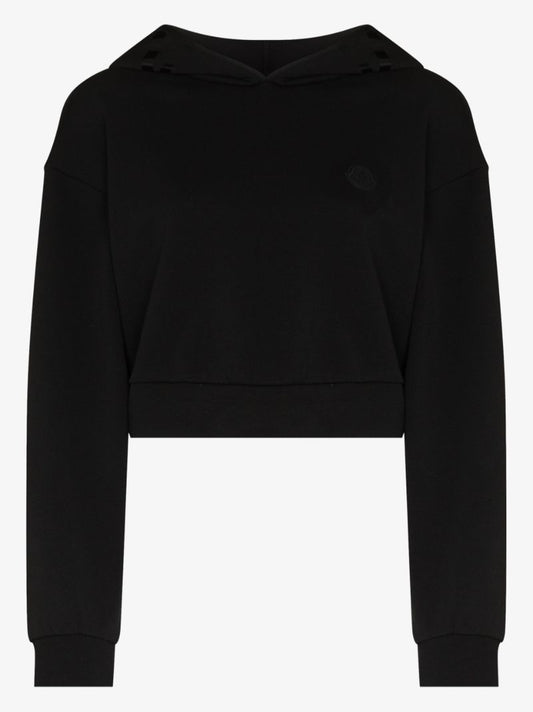 Cropped Logo Print Hoodie