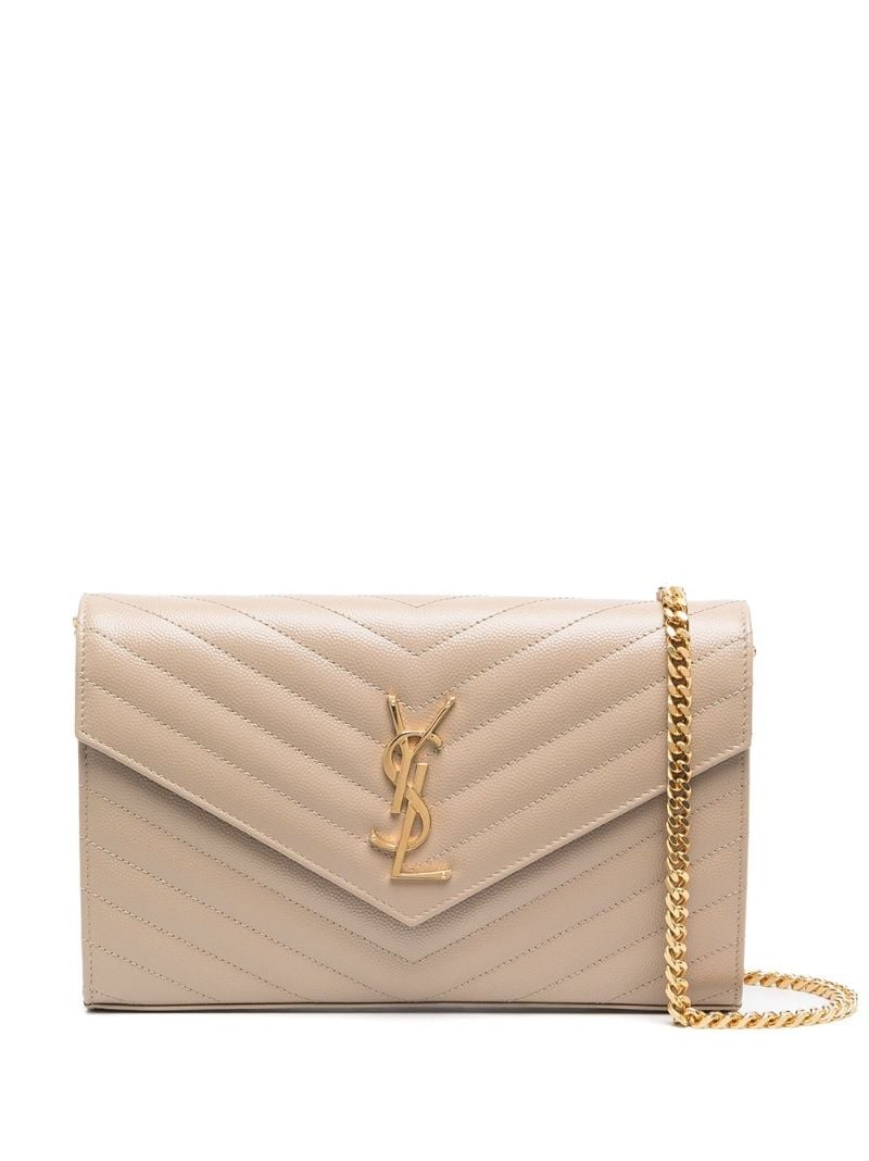 Neutral Cassandre Leather Chain Wallet
