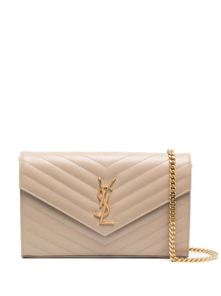 Neutral Cassandre Leather Chain Wallet