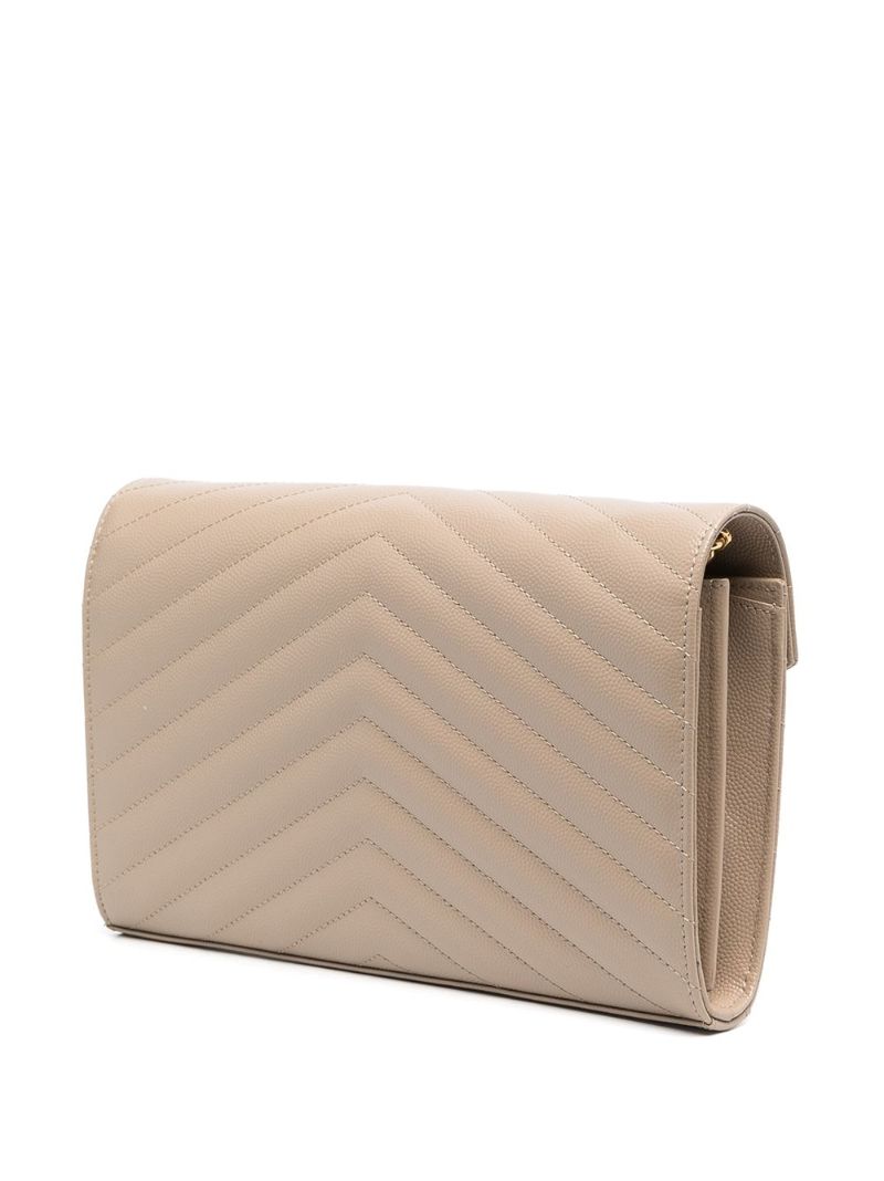 Neutral Cassandre Leather Chain Wallet