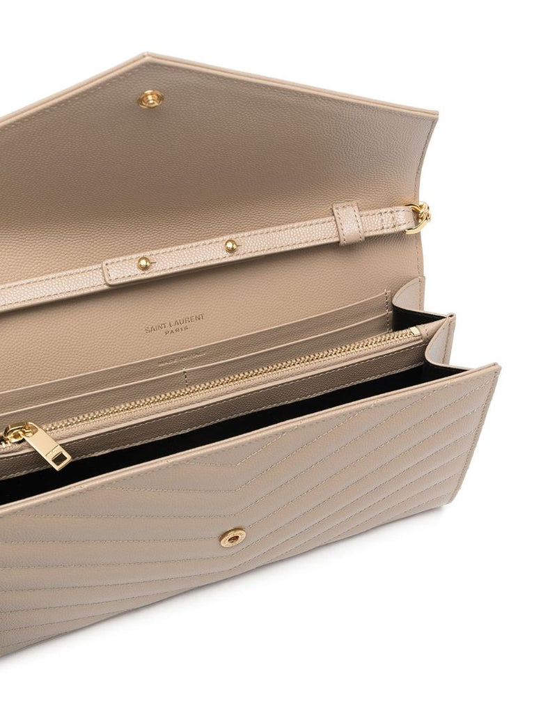 Neutral Cassandre Leather Chain Wallet