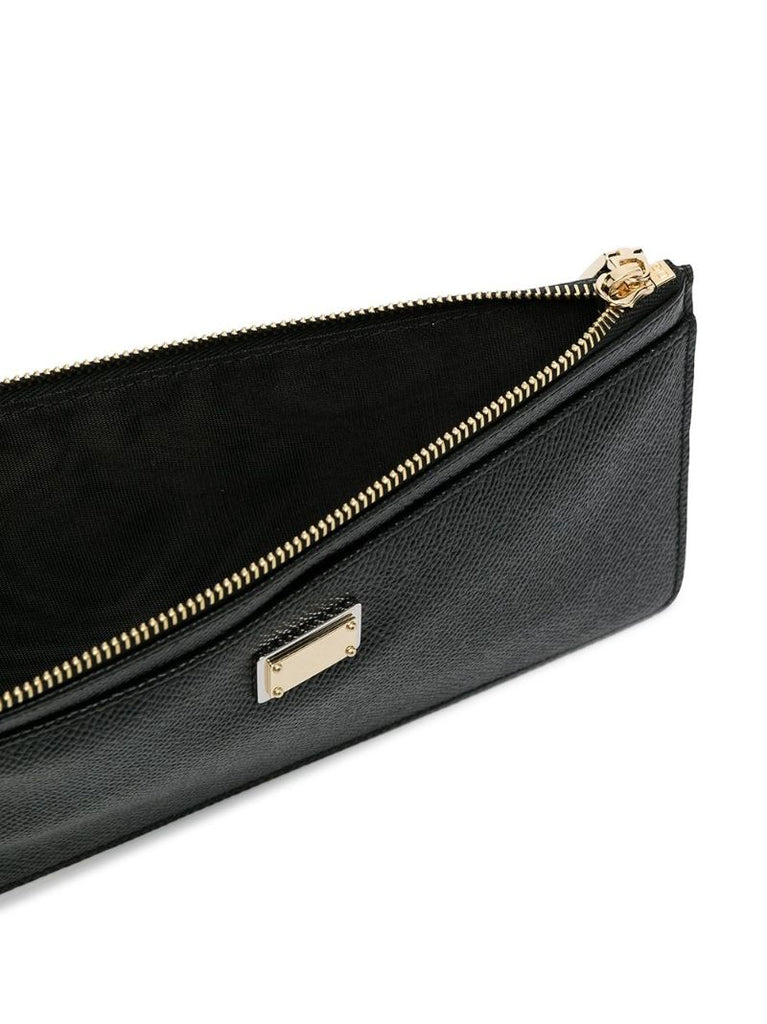 Black Logo Plaque Leather Card Holder