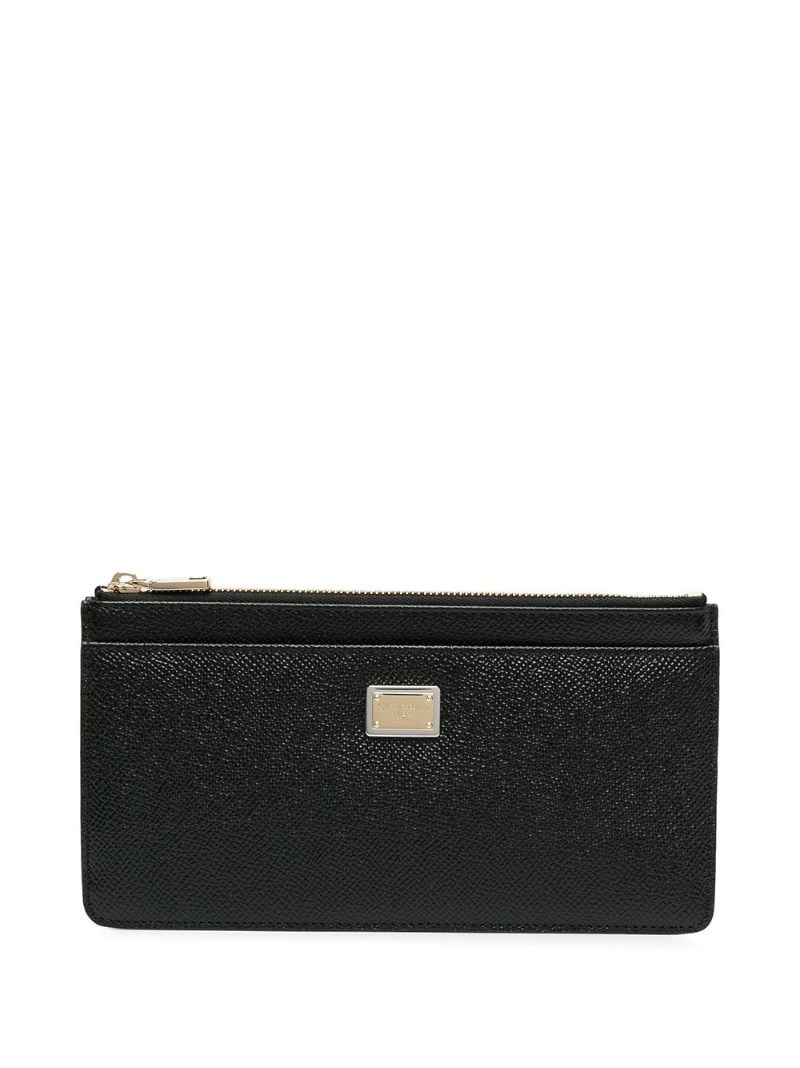 Black Logo Plaque Leather Card Holder