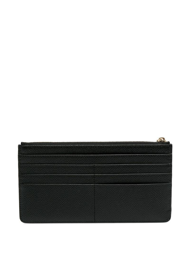 Black Logo Plaque Leather Card Holder