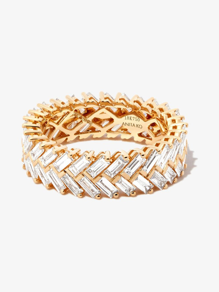 18k Yellow Gold Zipper Diamond Ring