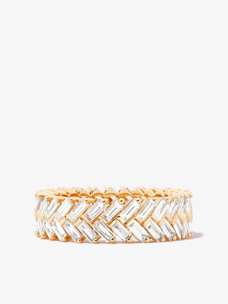 18k Yellow Gold Zipper Diamond Ring
