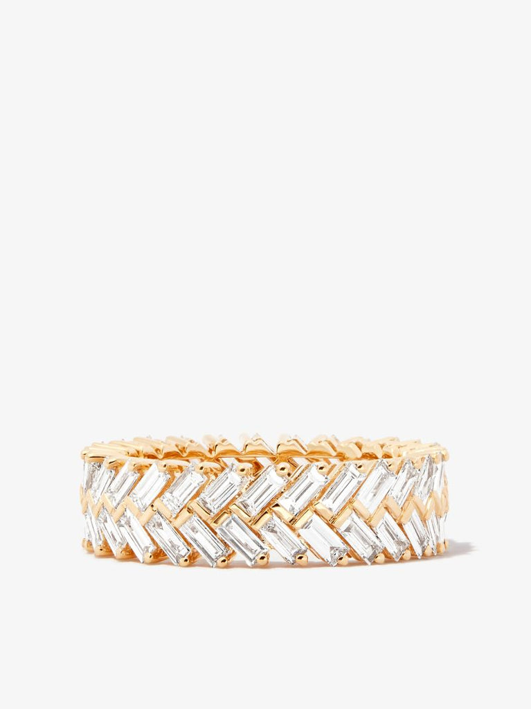 18k Yellow Gold Zipper Diamond Ring
