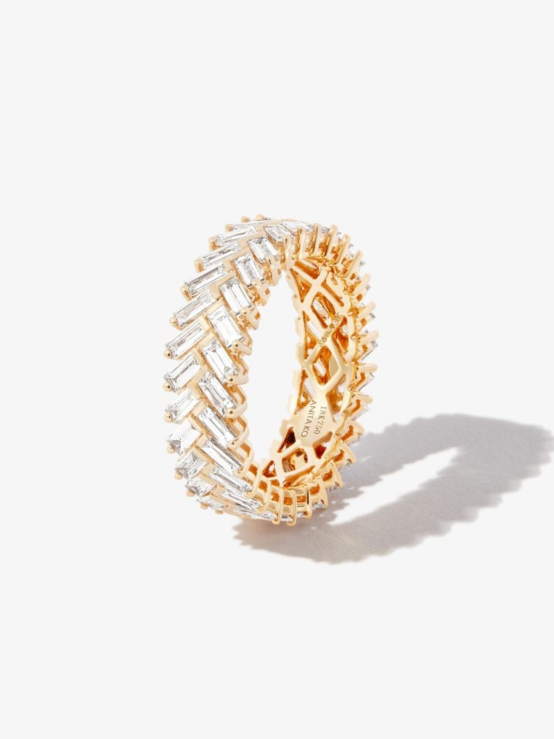 18k Yellow Gold Zipper Diamond Ring