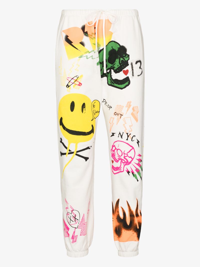 White Graffiti Cotton Track Pants