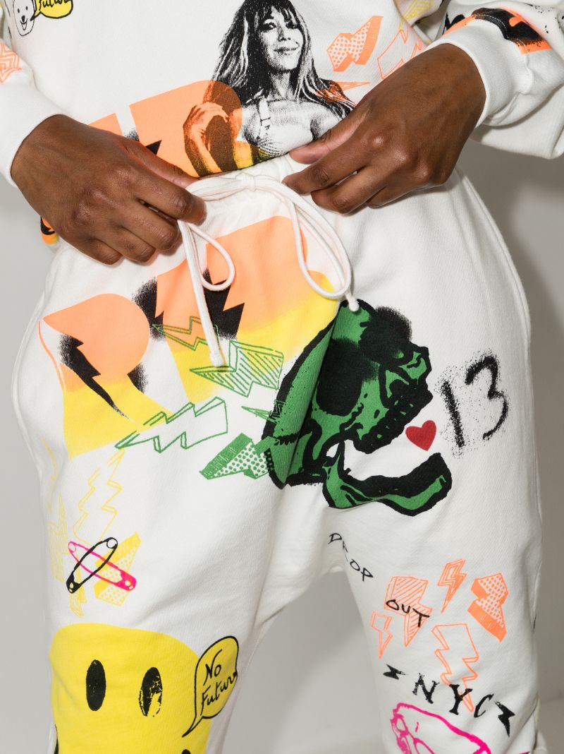 White Graffiti Cotton Track Pants