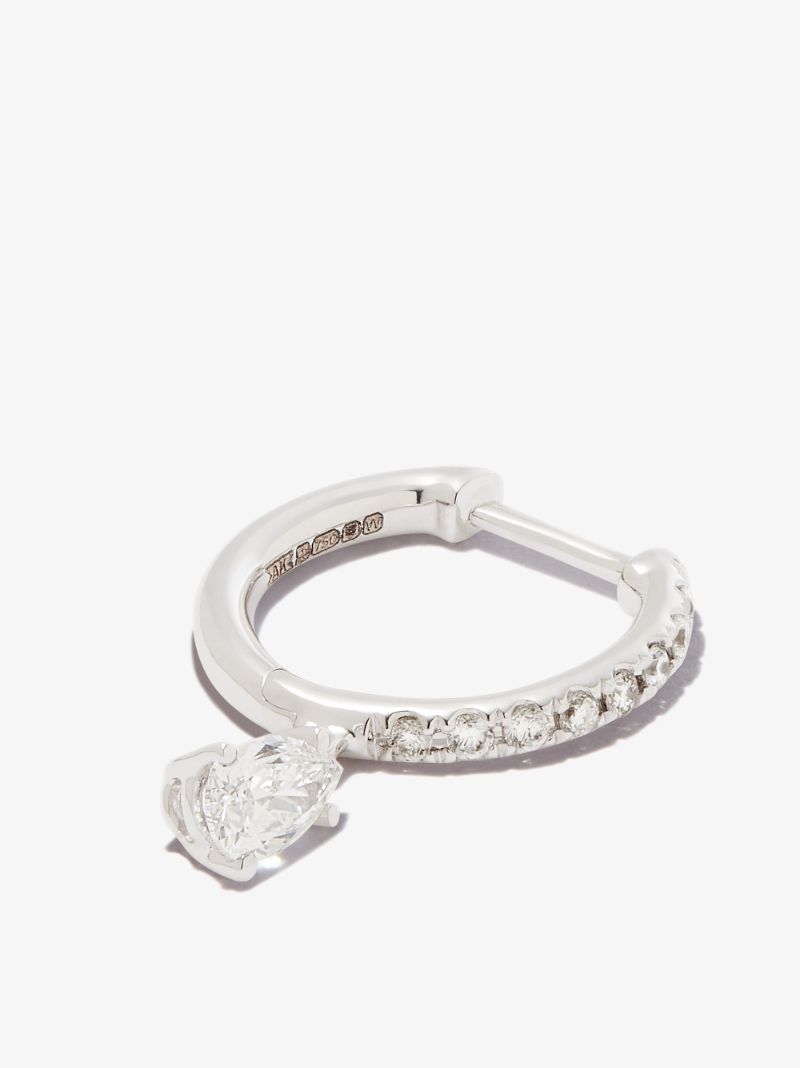 18k White Gold Diamond Hoop Earring