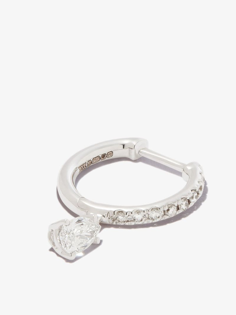 18k White Gold Diamond Hoop Earring