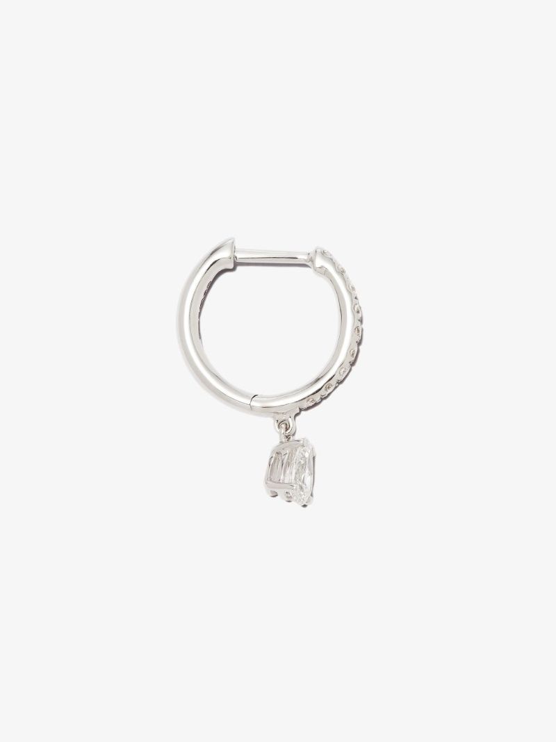 18k White Gold Diamond Hoop Earring