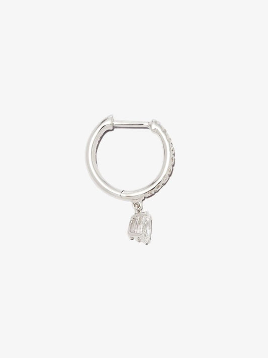 18k White Gold Diamond Hoop Earring