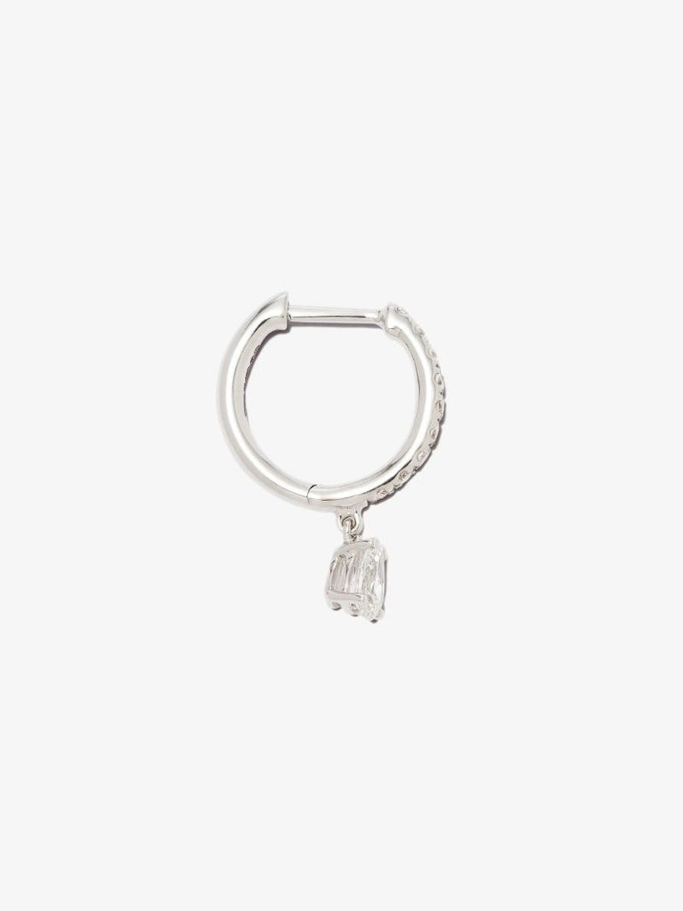18k White Gold Diamond Hoop Earring