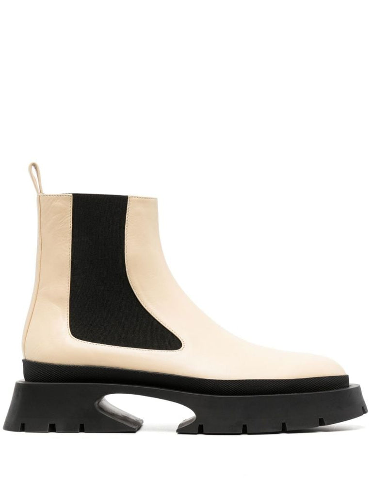 Neutral Leather Chelsea Ankle Boots